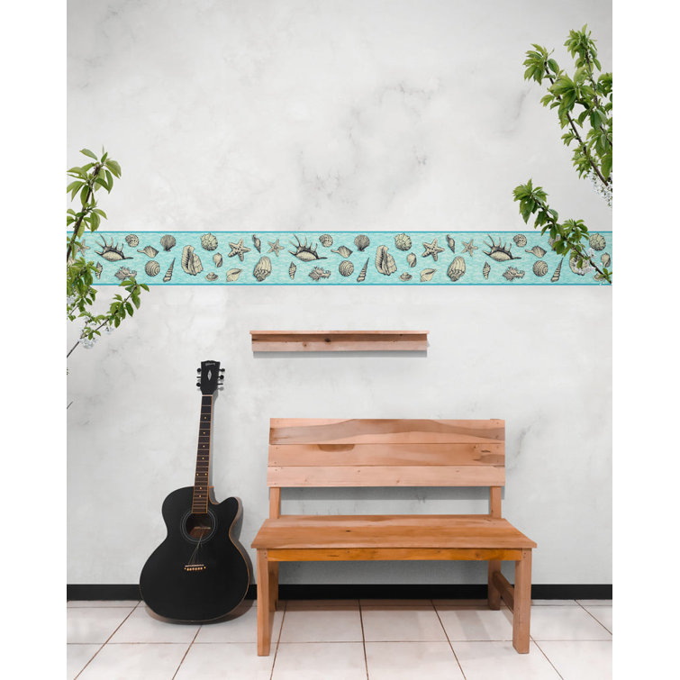 Grace & Gardenia Seashells On Waves Nautical Peel and Stick Wallpaper